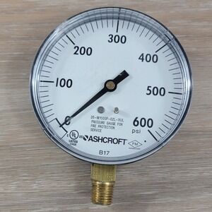 Ashcroft 600 PSI Pressure Gauge Fire Protection Service UL FM Approved B17